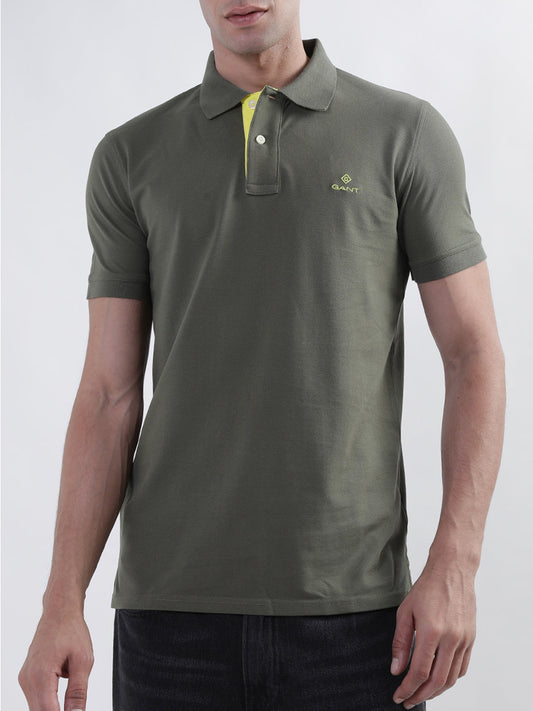 Gant Green Contrast Pique Rugger Slim Fit Polo Tshirt