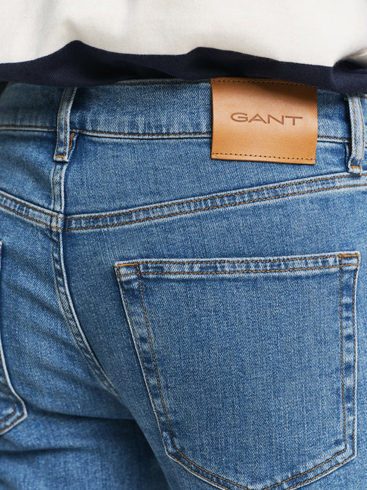 Gant Men Blue Slim Fit Solid Jeans