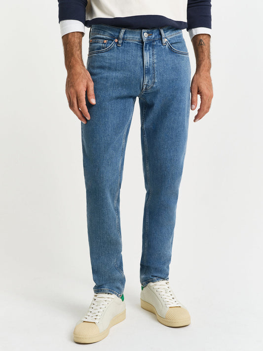 Gant Men Blue Slim Fit Solid Jeans