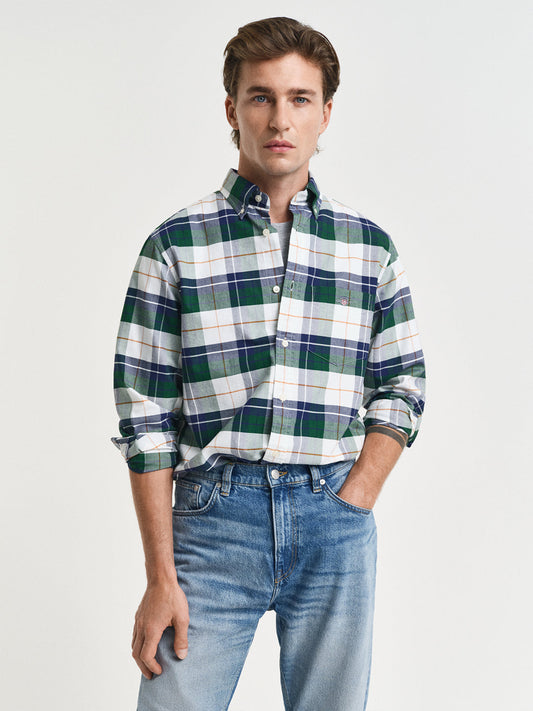 Gant Men Green Checks Collar Shirt