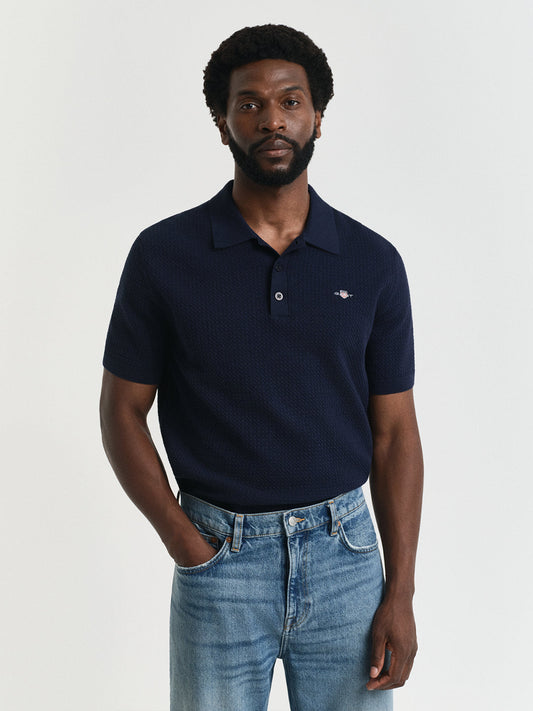 Gant Men Blue Solid Polo Tshirt