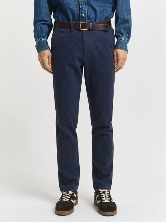 Gant Men Blue Slim Fit Solid Trouser
