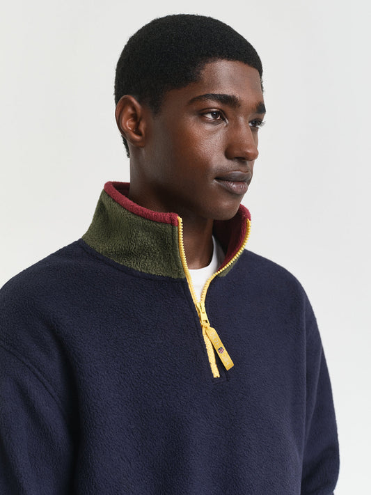 Gant Men Blue Solid Collar Sweatshirt