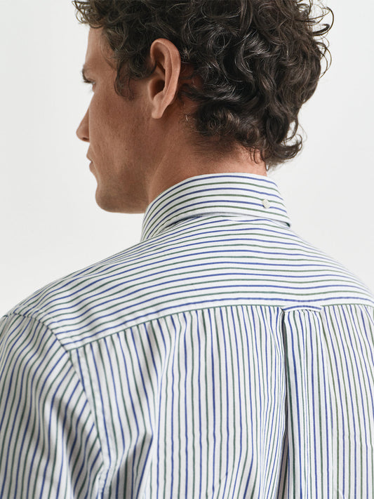 Gant Men Green Striped Collar Shirt
