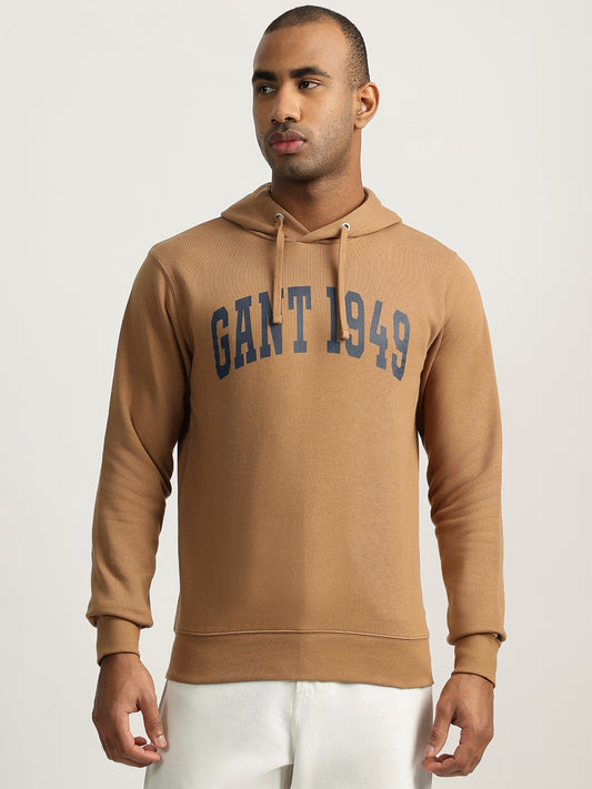 Gant Men Red Solid Hooded Sweatshirt