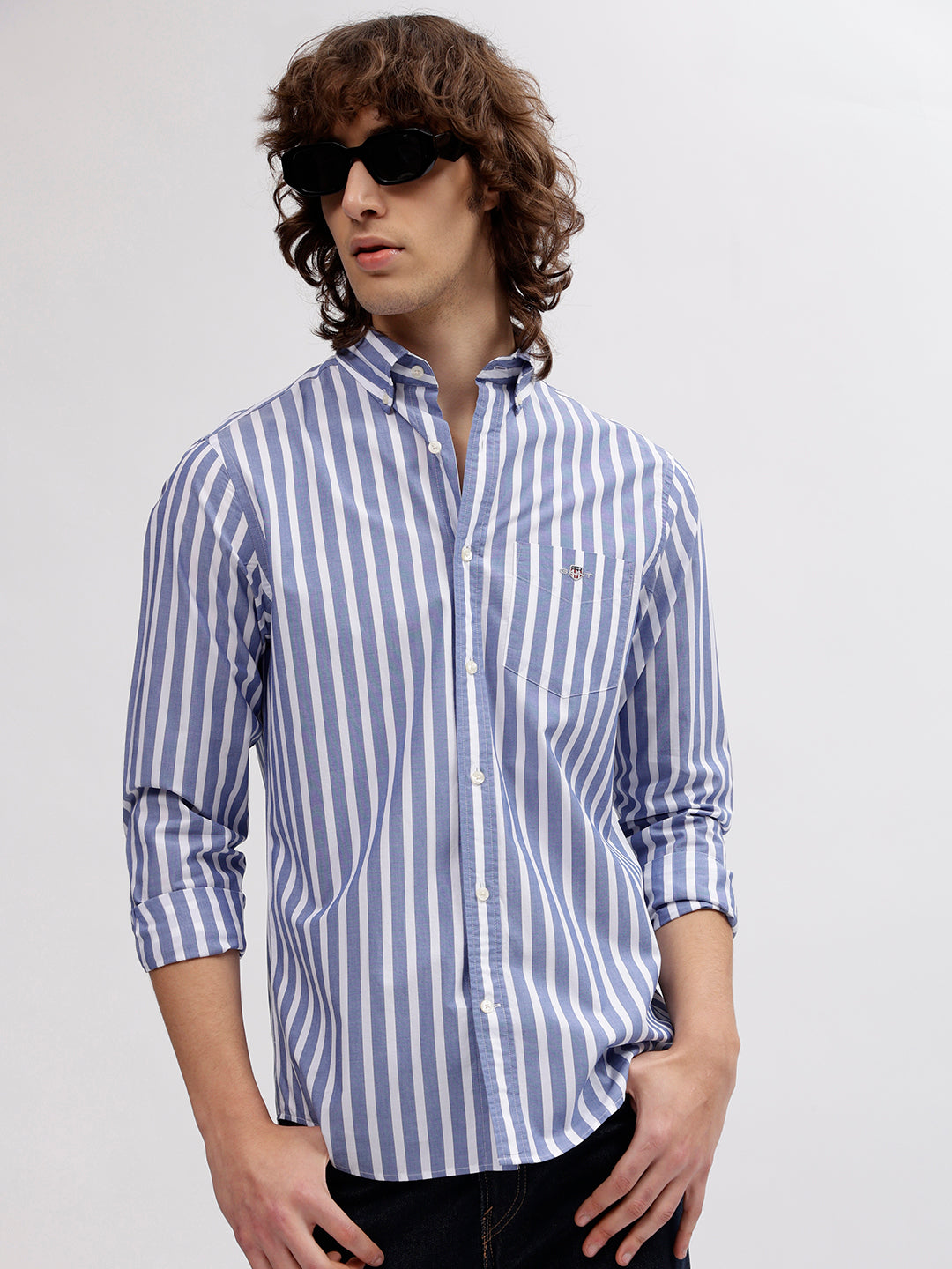 Shop Gant Men Blue Striped Button Down Collar Full Sleeves Shirt GANT  India