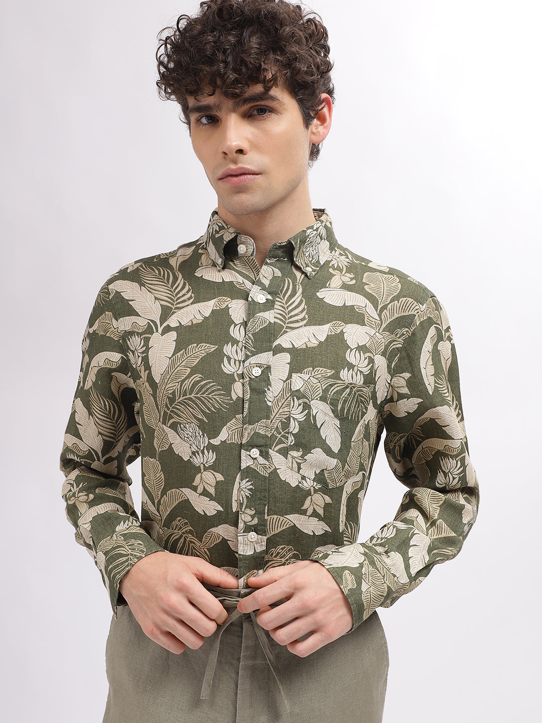 Gant Men Green Colour blocked Collar Shirt