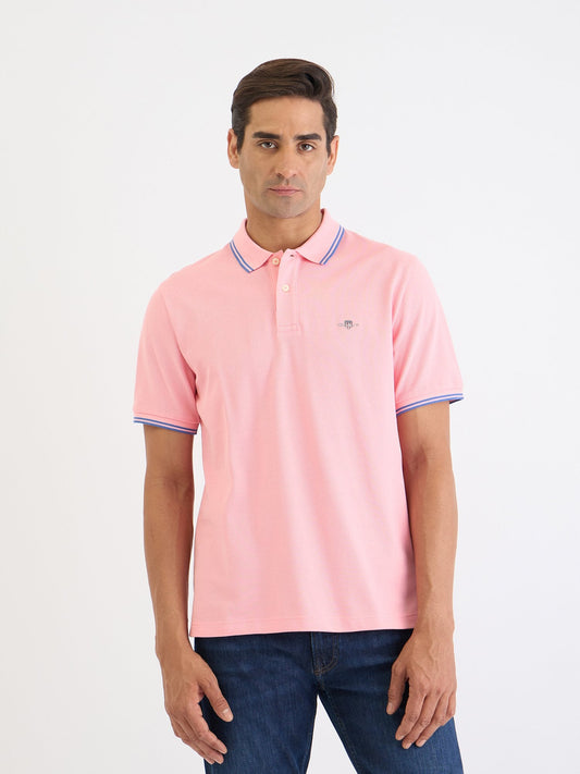 Gant Men Pink Solid Polo Tshirt