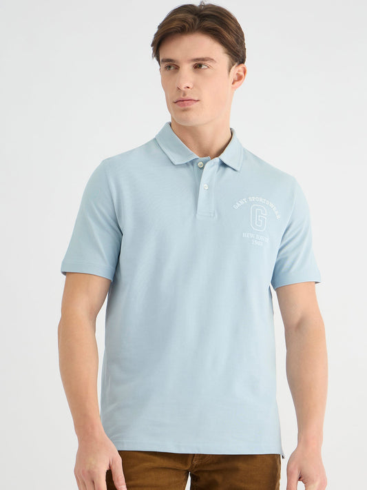 Gant Men Blue Regular Fit Solid Polo Tshirt