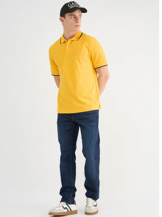 Gant Men Yellow Regular Fit Solid Polo Tshirt