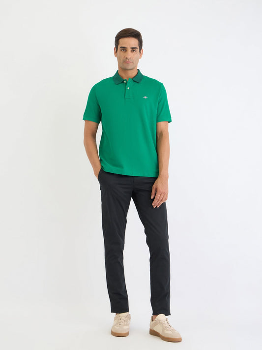 Gant Men Green Solid Polo Tshirt