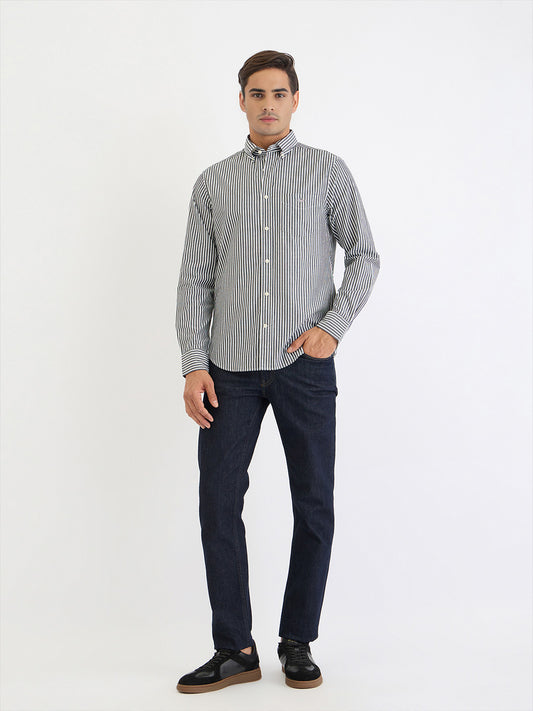 Gant Men Black Striped Collar Shirt