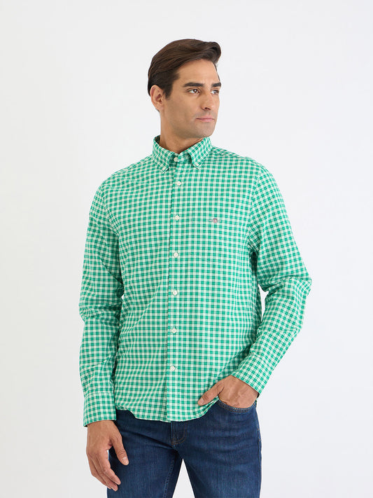 Gant Men Green Check Collar Shirt