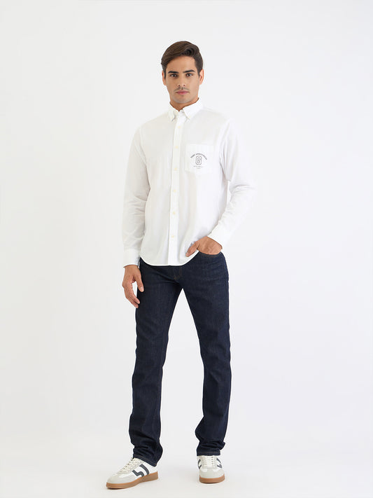 Gant Men White Solid Collar Shirt