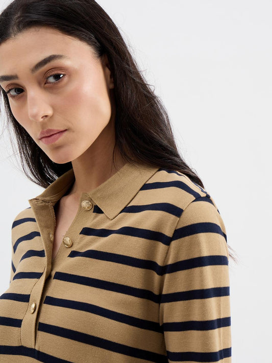 Gant Women Brown Striped Polo Tshirt
