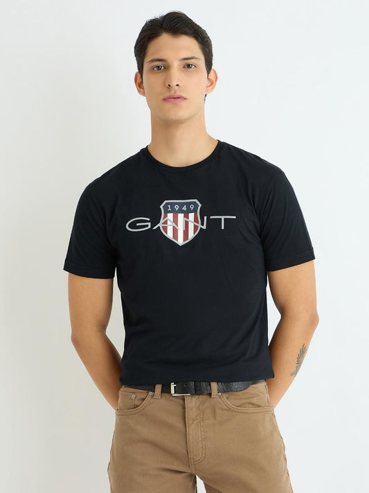 Gant Men Black Printed Crew Neck Tshirt