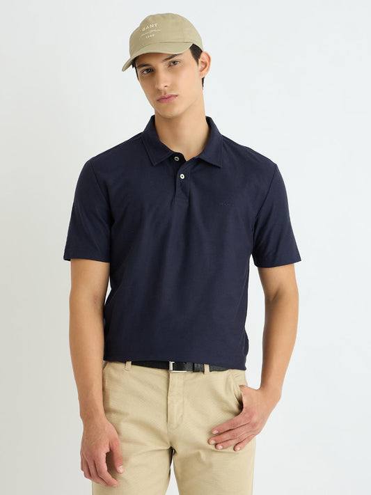 Gant Men Blue Solid Polo Tshirt