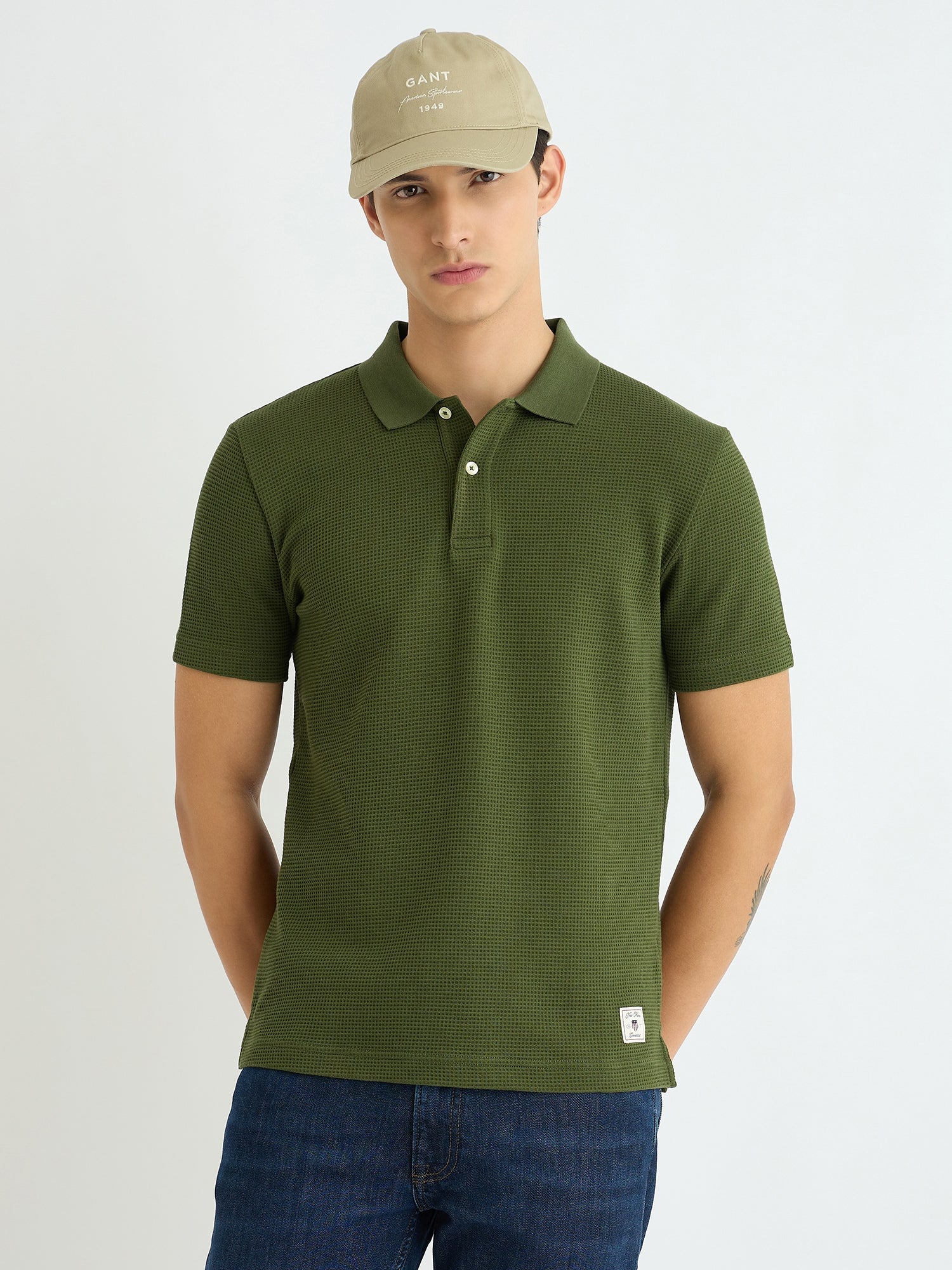Gant Men Green Striped Polo Tshirt