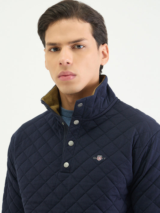 Gant Men Regular Navy Blue Quilted Sweatshirt