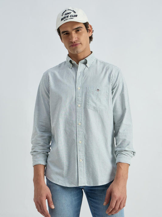 Gant Men Green Striped Collar Shirt