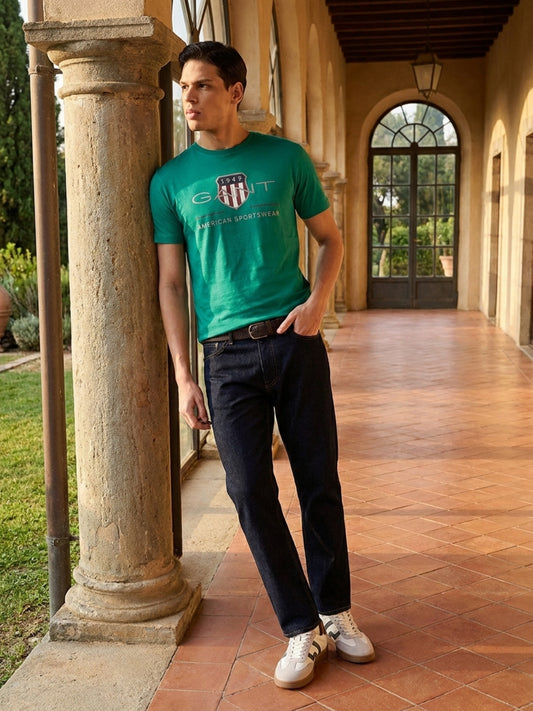 Gant Men Green Printed Regular Fit T-Shirt