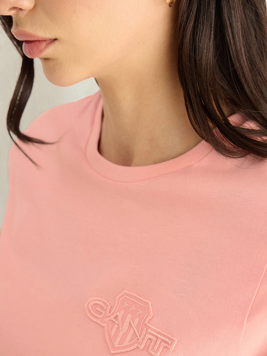 Gant Women Pink Solid Regular Fit T-Shirt