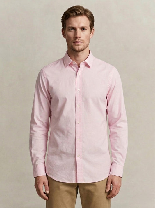 Gant Men Pink Solid Regular Fit Classic Poplin Shirt