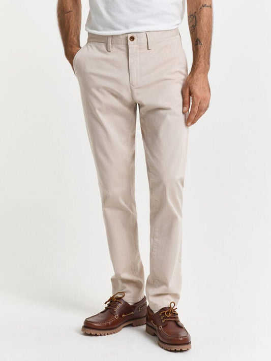 Gant Mens Putty Mid Rise Slim Fit Chino Trouser