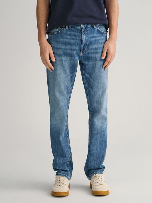 Gant Men Blue Washed Regular Fit Mid-Rise Jeans