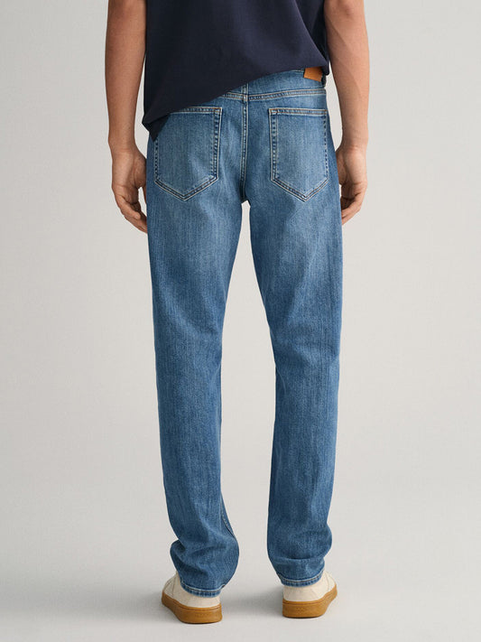 Gant Men Blue Washed Regular Fit Mid-Rise Jeans