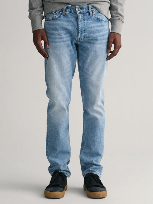 Gant Men Blue Washed Regular Fit Mid-Rise Jeans