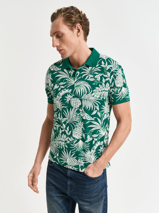 Gant Men Green Polo Collar Short Sleeves Tshirt