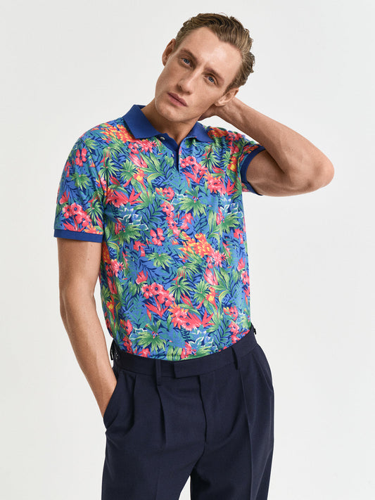 Gant Men Blue Polo Collar Short Sleeves Tshirt