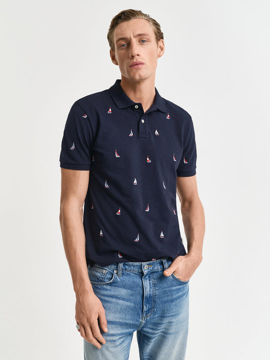 Gant Men Blue Polo Collar Short Sleeves Tshirt