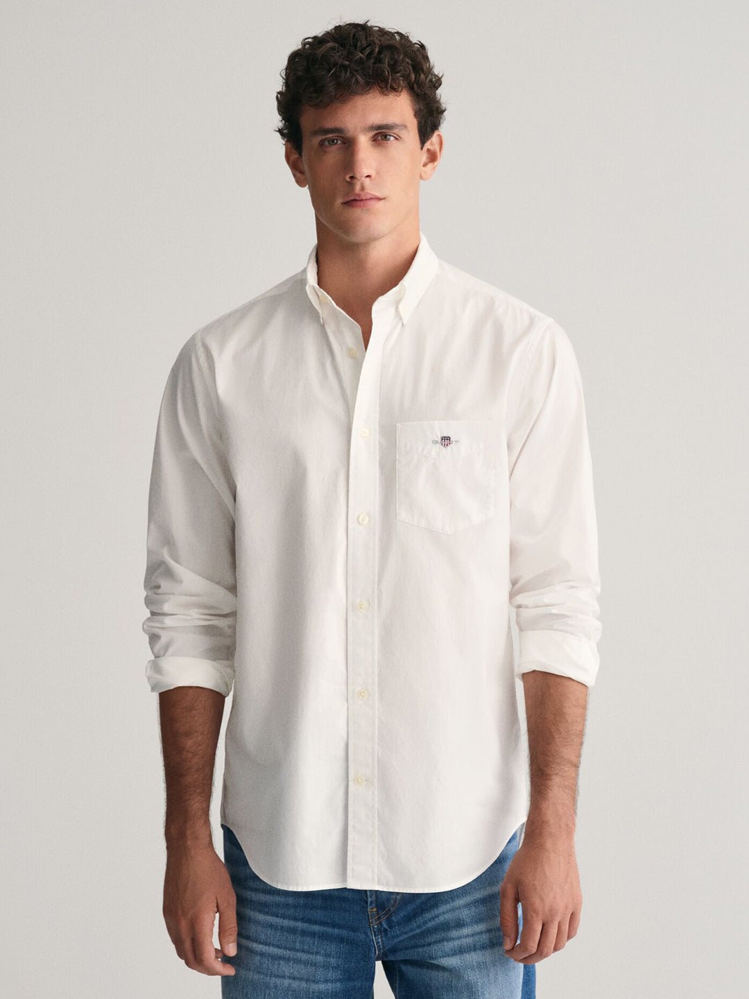 Shop Gant Men White Solid Button-Down Collar Full Sleeves Shirt Gant India