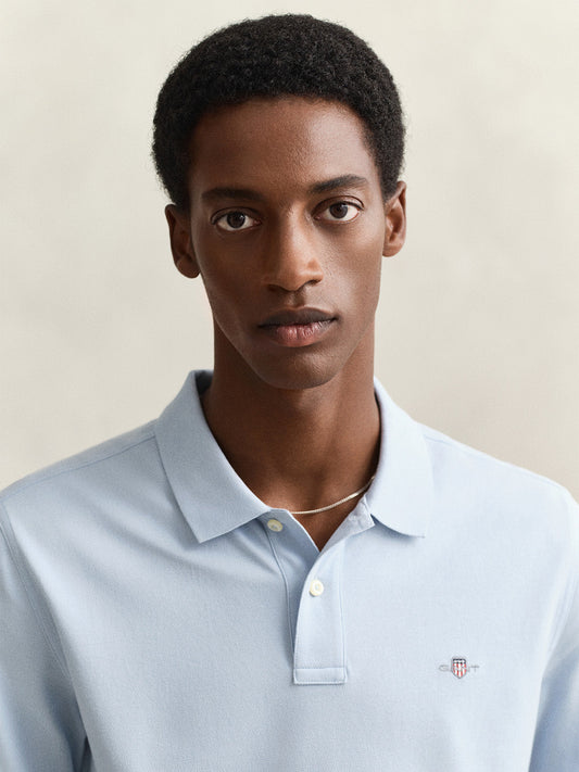 Gant Men Blue Solid Regular Fit Polo T-Shirt