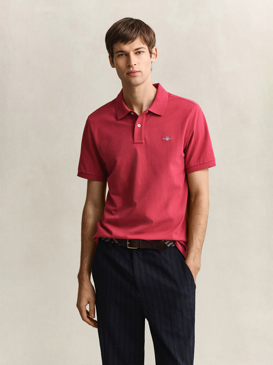 Gant Men Red Solid Regular Fit Polo T-Shirt