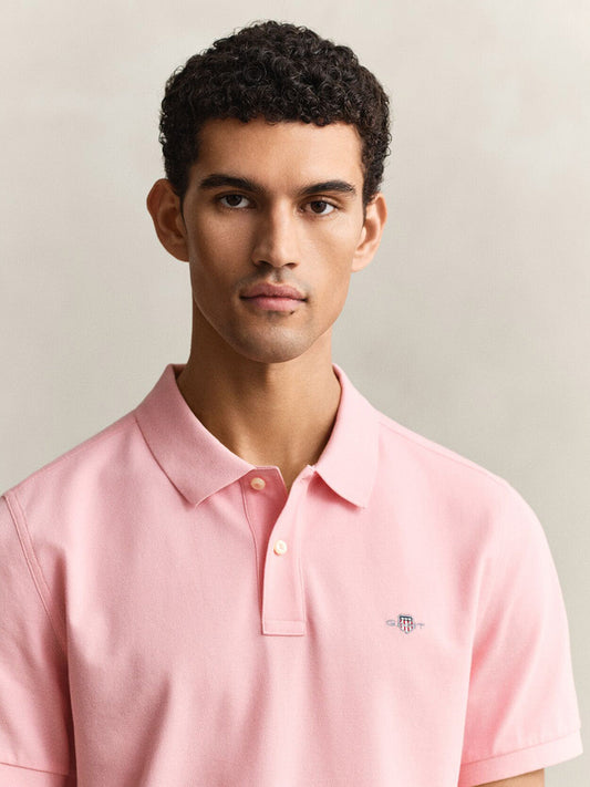 Gant Men Pink Solid Slim Fit Polo T-Shirt