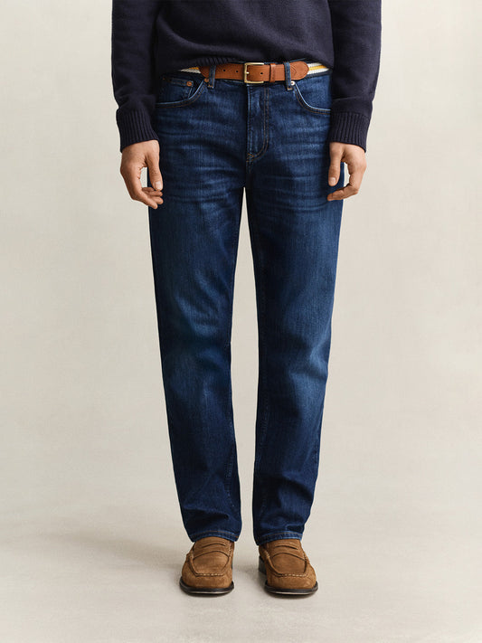 GANT Men Navy Blue Regular Fit Jeans