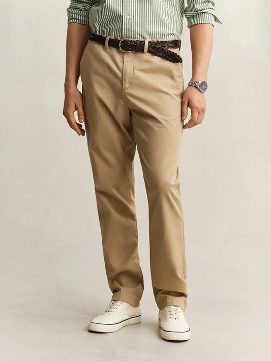 GANT Men Khaki Regular Fit Classic Chinoss Trouser