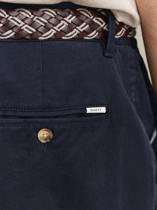 GANT Men Navy Blue Regular Fit Classic Chinoss Trouser
