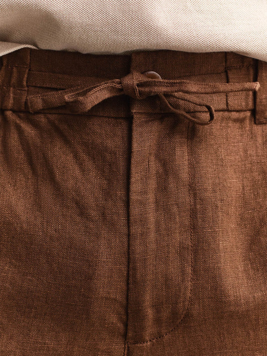 GANT Men Brown Pure Linen Trouser
