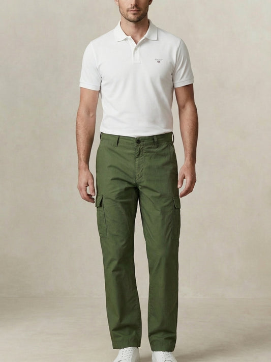 Gant Men Green Solid Regular Fit Pure Cotton Trouser
