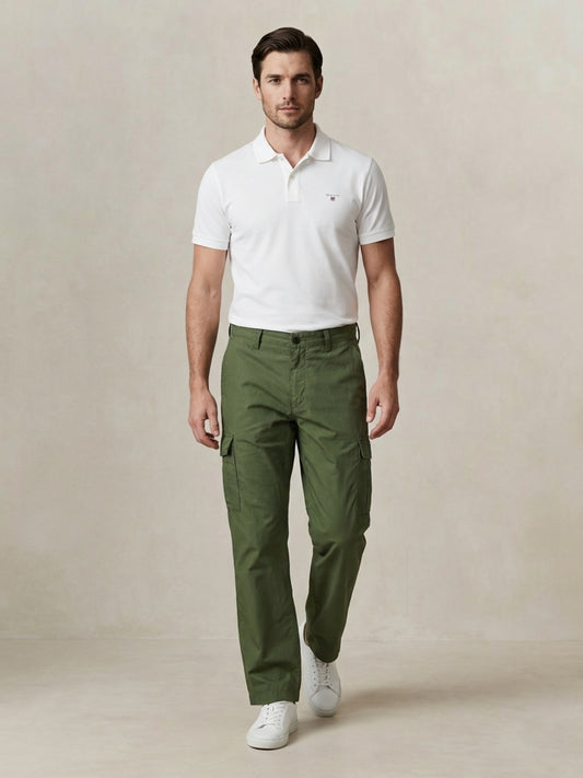Gant Men Green Solid Regular Fit Pure Cotton Trouser