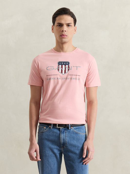 Gant Men Pink Printed T-Shirt