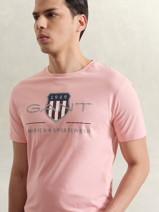 Gant Men Pink Printed T-Shirt