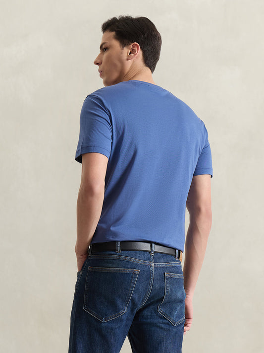 Gant Men Blue Printed Regular Fit Pure Cotton T-Shirt