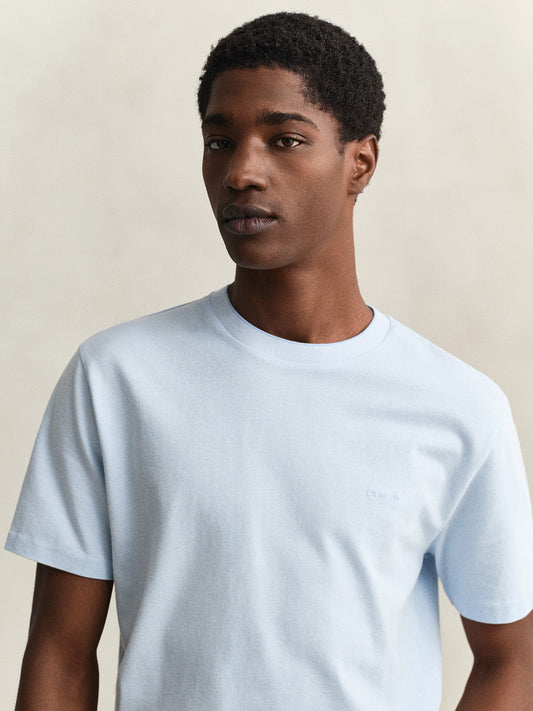 Gant Men Blue Solid Regular Fit T-Shirt