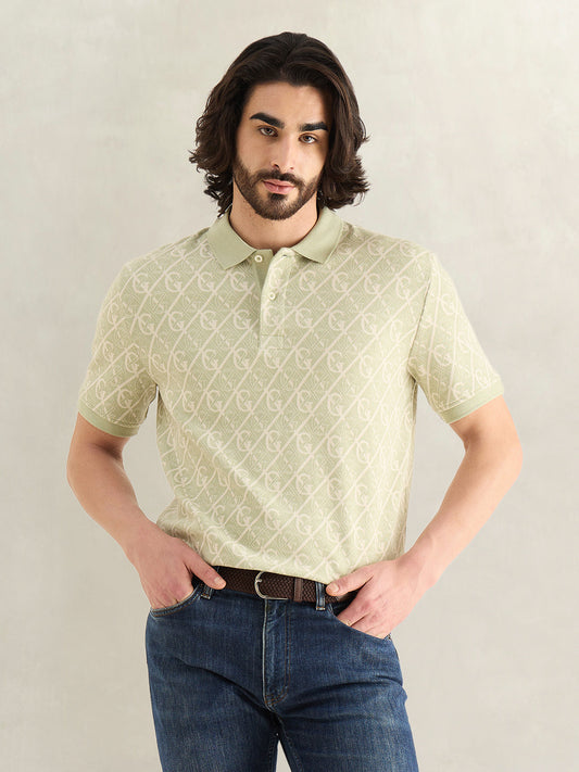 GANT Mens Green Monogram Polo T-Shirt