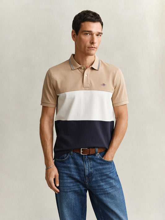 Gant Men Multicolour Colorblock Regular Fit Polo T-Shirt